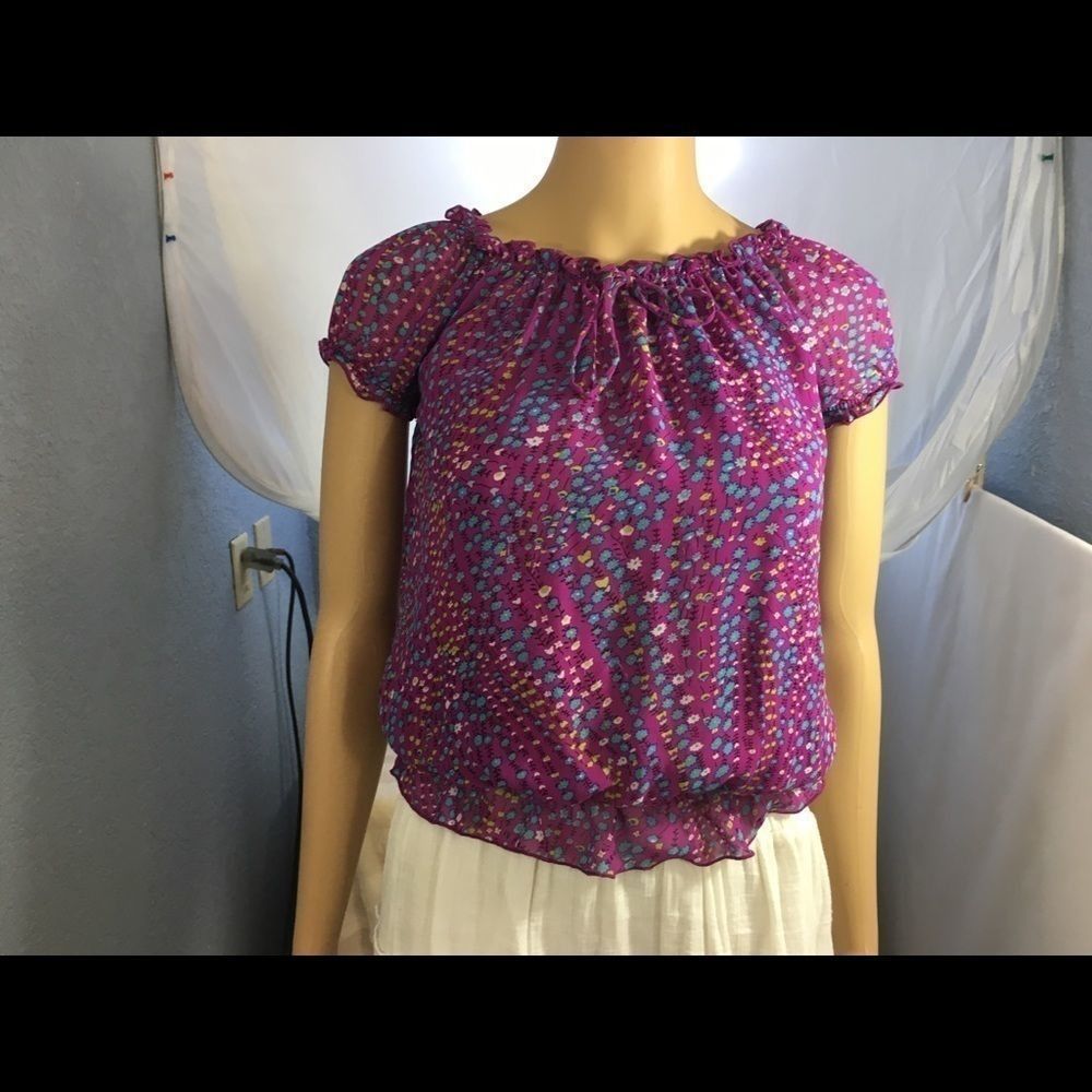 Arizona Junior Medi Blouse Purple Flower